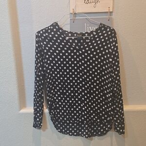 Ann Taylor Fitted 3/4 Sleeve Blouse in Black and Blue